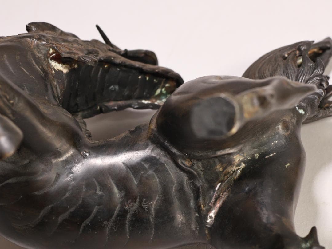 BK441　時代金工　秀雲銘　古銅　麒麟形香炉　高さ29.5㎝　置物 ブロンズ