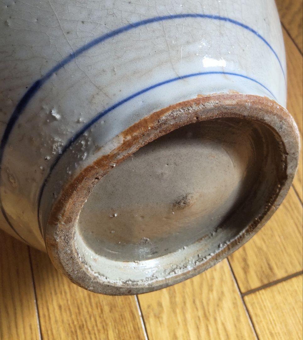 古い平清水焼　木製蓋付き　染付　大徳利