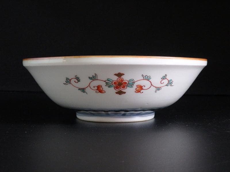 古伊万里　金襴手　波兎に花の図　膾皿　春寒鉢　５客　C961AS-BGd