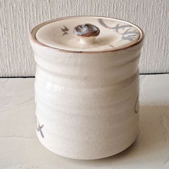 志野焼　銘あり 稲穂文 水指/茶碗/香合　絵志野　骨董品 古美術