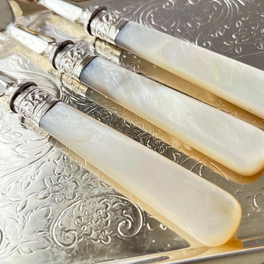 【Lee & Wigfull 】【白蝶貝 / 純銀継手】デザートセット