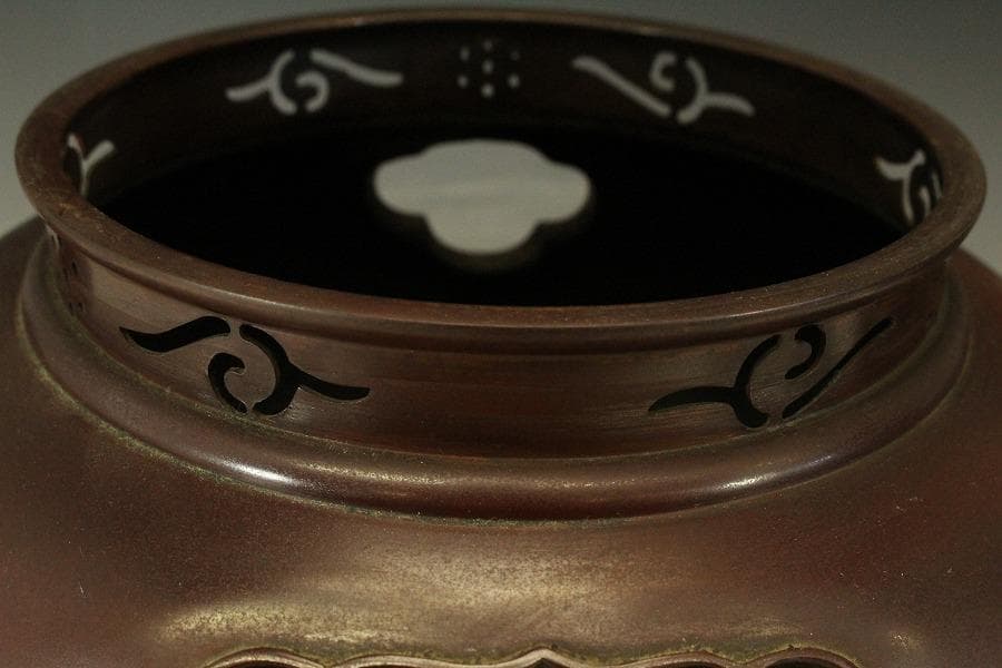 畠春斎作 伝 銅 風炉釜 茶道具 未使用(LC434)