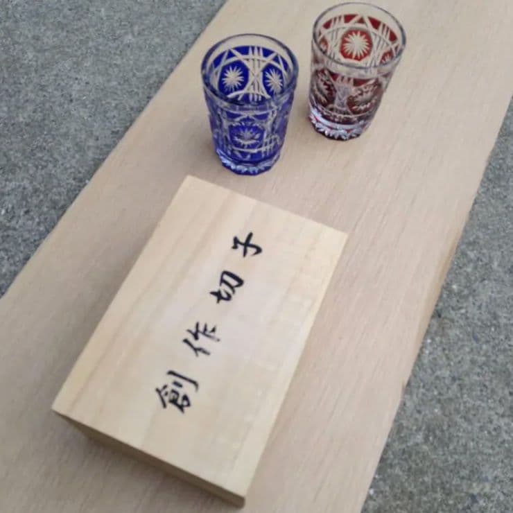 薩摩切子 創作切子 ペア クリスタル グラス タンブラー ２色 ブルー レッド