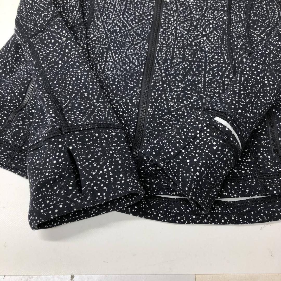ルルレモン ジップジャケット ブラック 伸縮　ドット柄 12サイズ