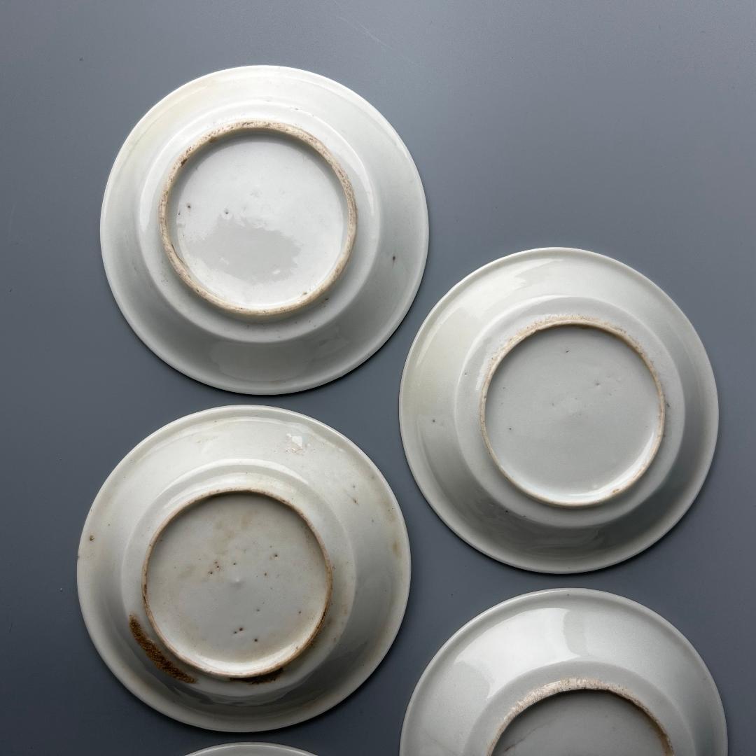 徳化窯 白磁陰刻寿紋皿 五客 白高麗 中国古玩 中国美術 旧家蔵出 A513