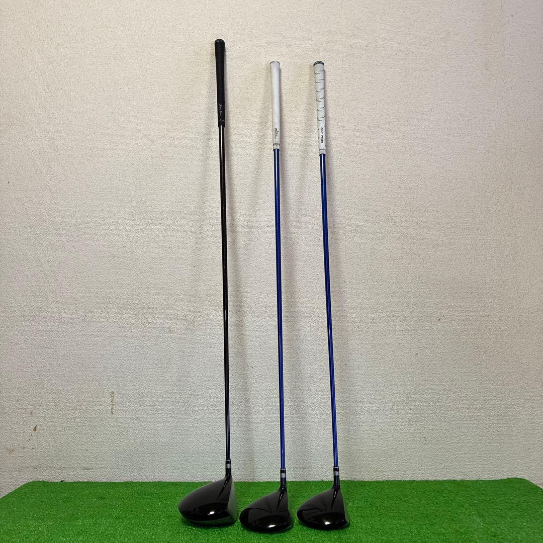 飛距離、直進性抜群‼️曲らない強反発デカ短ドライバー＋3W＋5W3本セット●S●