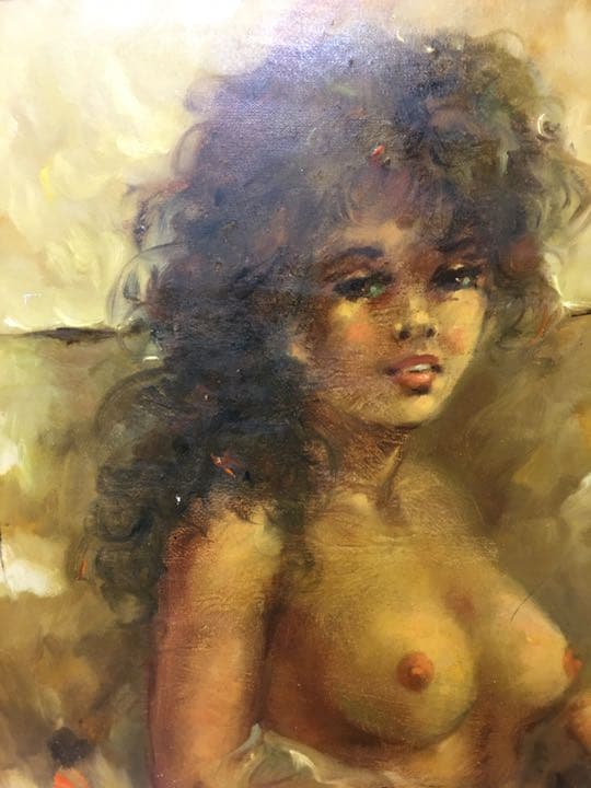 油絵肉筆画手描きイタリアの画家フエレンス　画題裸婦油絵