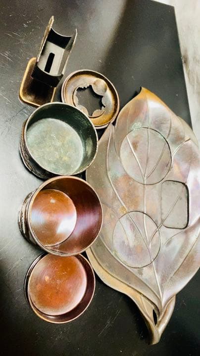 Occupied Japan 超希少灰皿セット　龍柄　銅製　ビンテージ