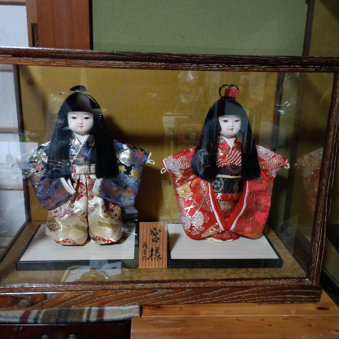 日本人形セット 赤と青の着物