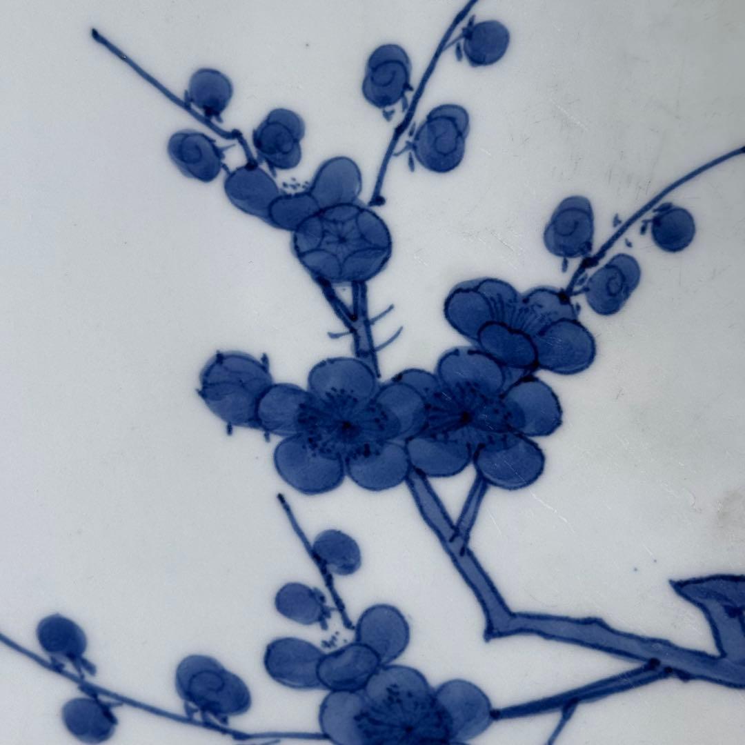 宝暦〜幕末　後期鍋島　染付松竹梅大皿　裏唐草文　蒐集家放出品　同手図録掲載品