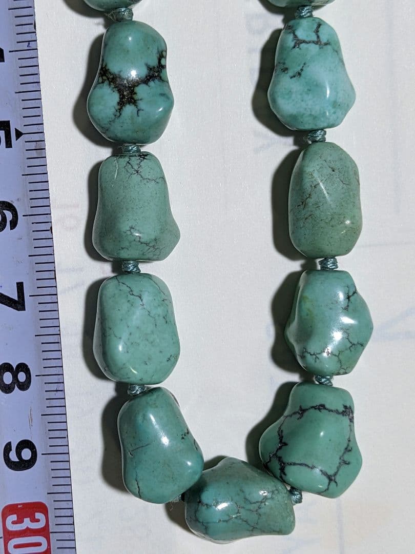 ♦年代物 ターコイズブルーネックレス S925 花形透かし留め具 スターリング