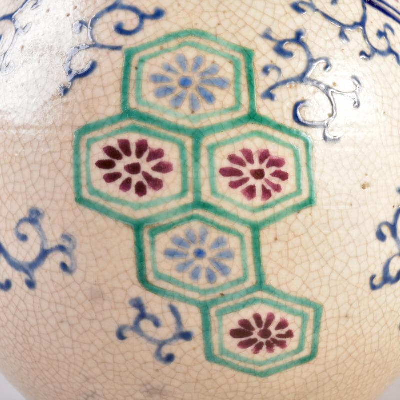 茶道具　京焼　京薩摩　色絵　香炉　時代箱付　M　R7714