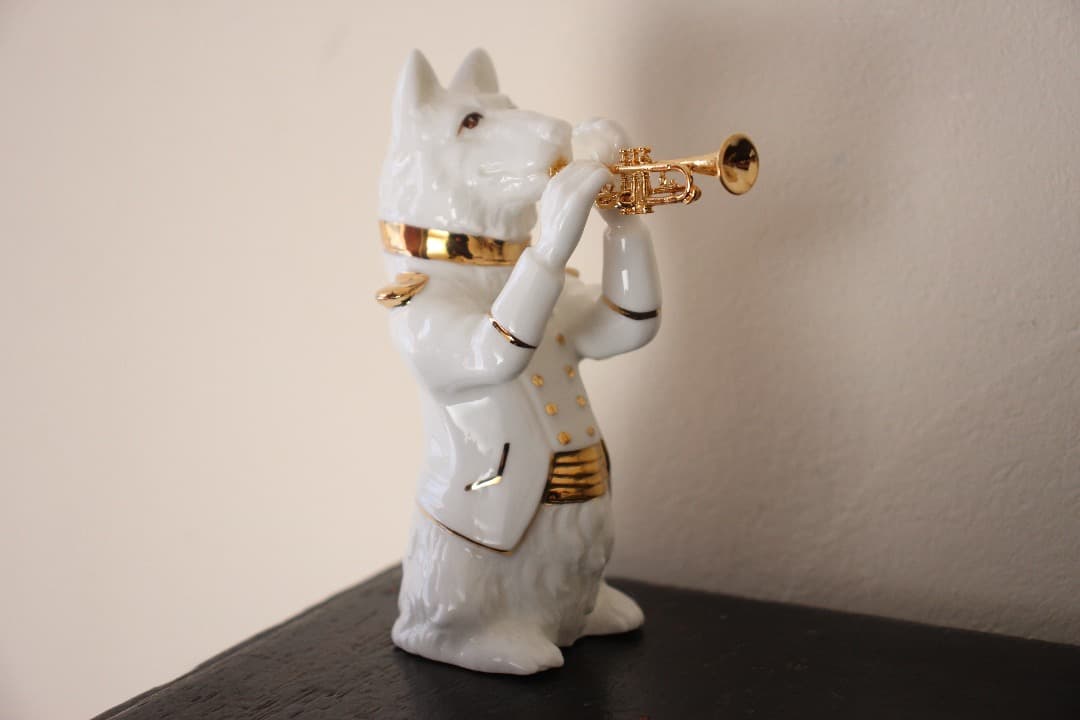 未使用・箱入　PICK BOY　犬　置物　演奏会　５匹　陶器人形　フィギュリン