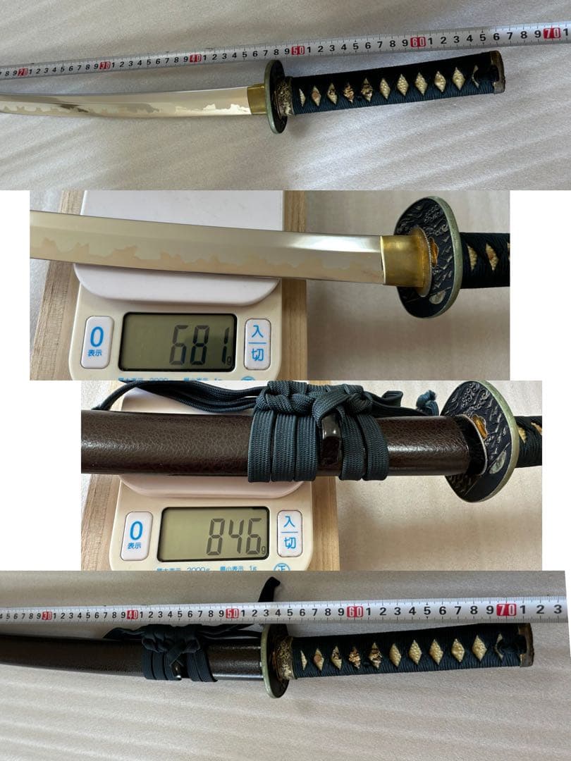 模造刀 打刀 脇差 2点セット 黑茶鞘 鞘付き長さ約71/104cm 26A30