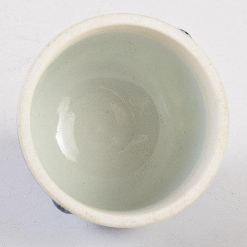 九谷焼　九谷清々軒　矢口永寿造　染付　花文　鐘香合　共箱　V　R9194