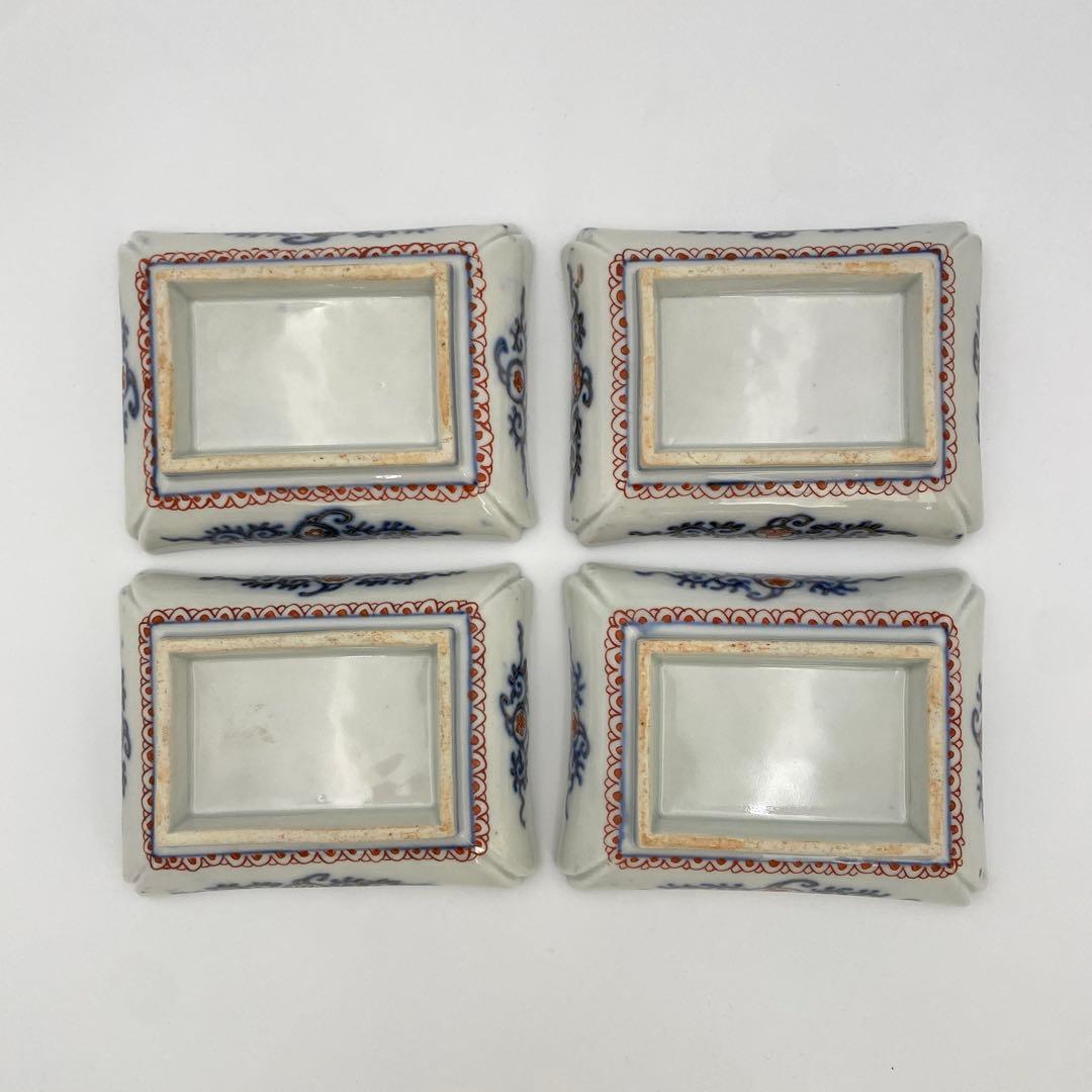 古伊万里 赤絵 金彩 長方皿 4客 長皿 刺身皿 中皿 アンティーク 料亭 割烹