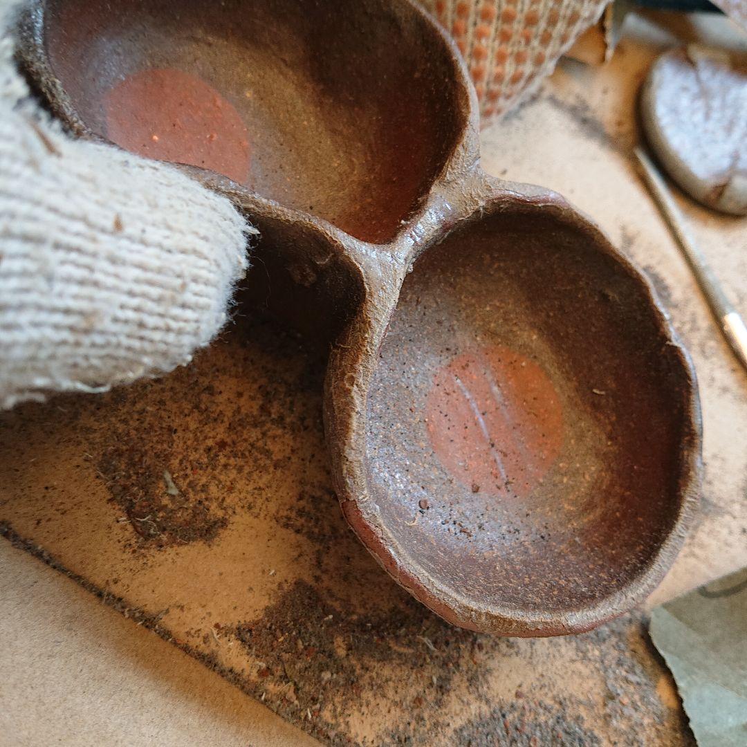 【2419】三連鉢…備前焼