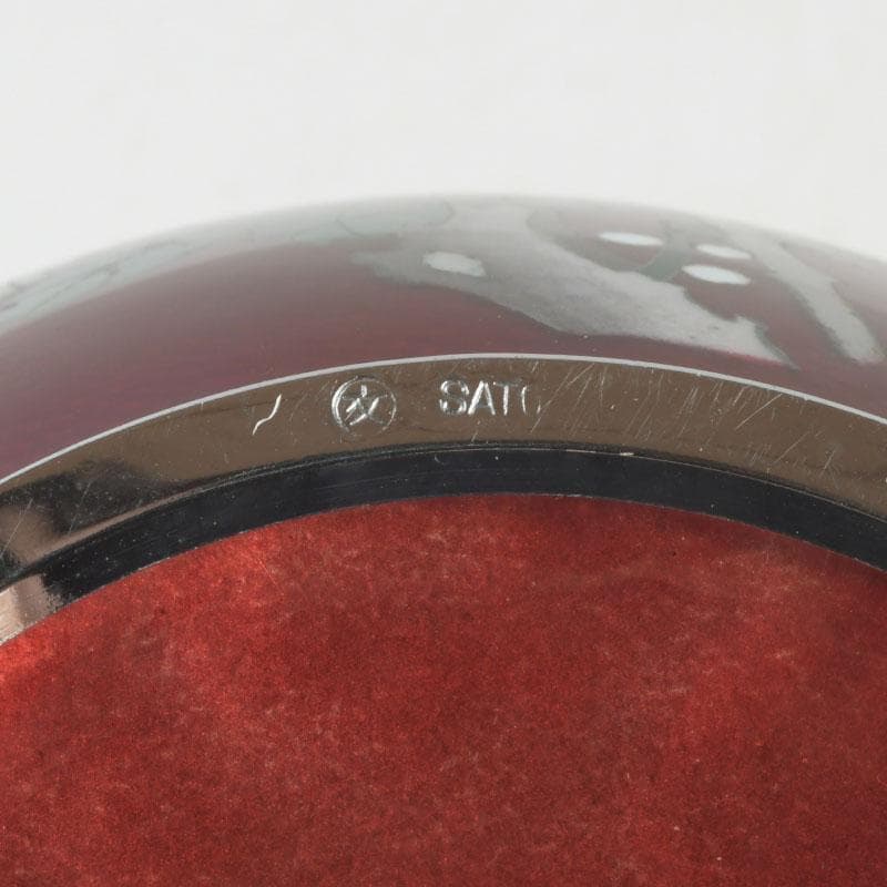 七宝焼　尾張佐藤七宝店謹製　赤透釉　四君子文　花瓶　V　9310