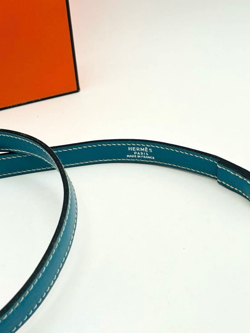 HERMES レザー　ブルー　犬用リード