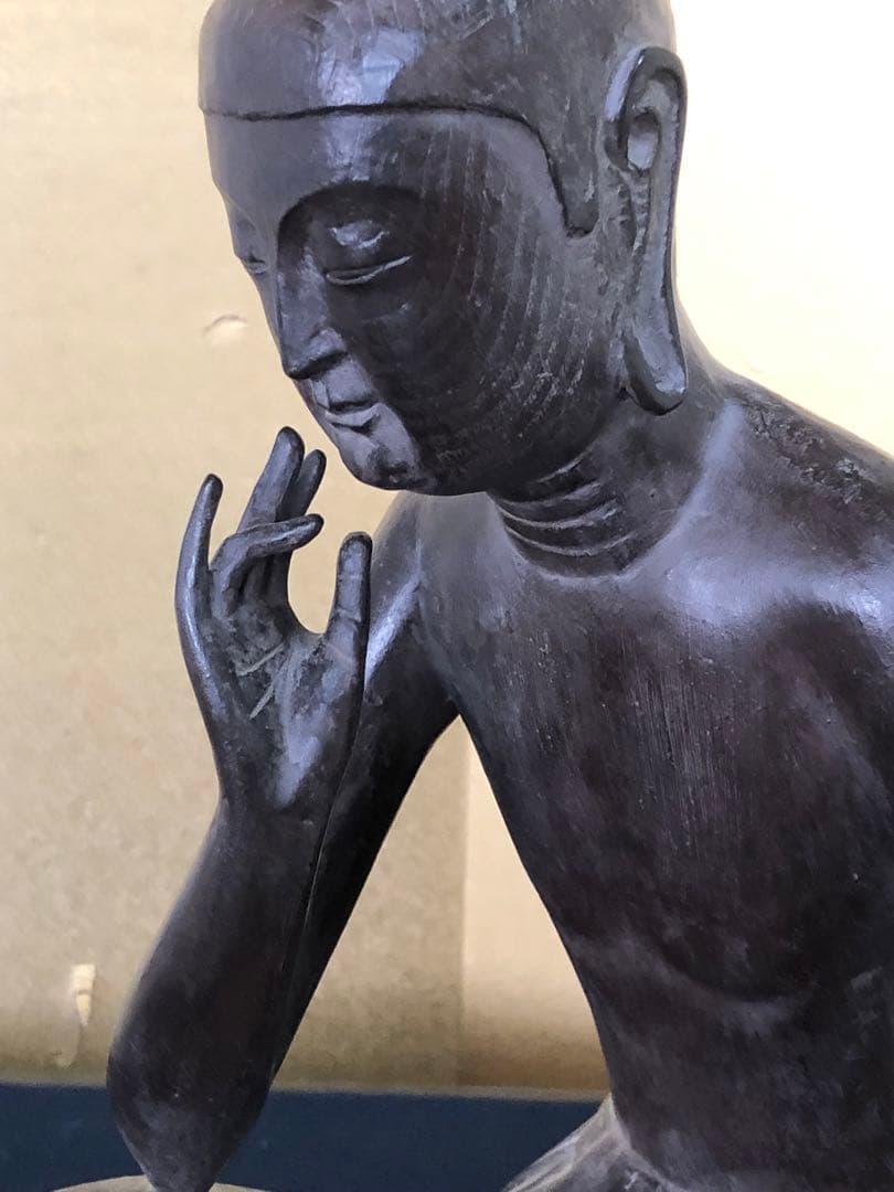 《R》仏像 弥勒菩薩半跏思惟像 木彫 高さ約54㎝ 260203く4