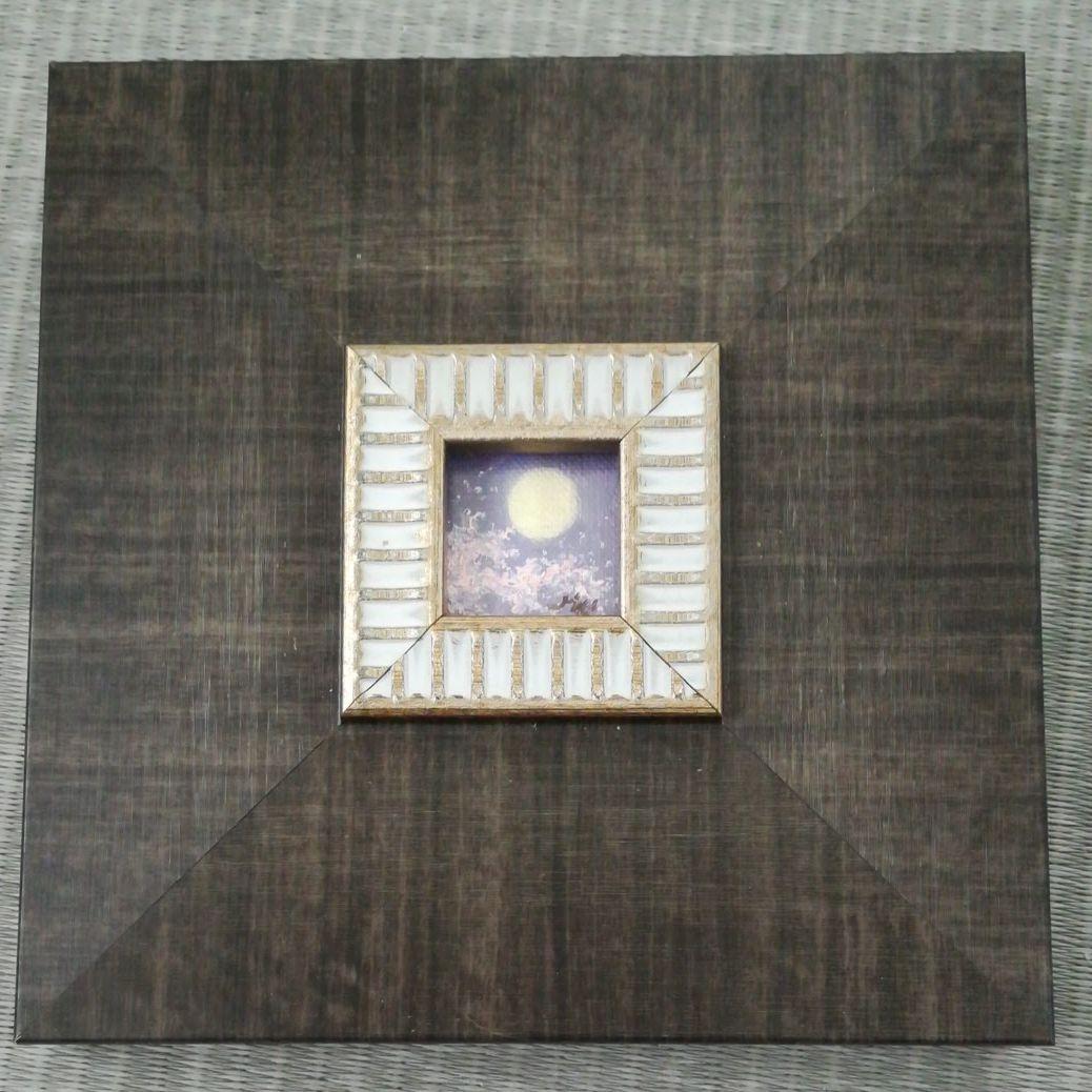 油絵　満月　桜