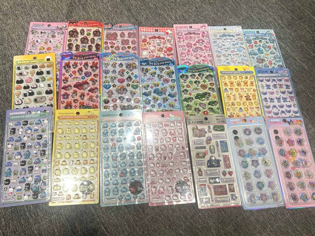 ボンボンドロップシールまとめ売り、正規品　サンリオ　パワパフ　21枚