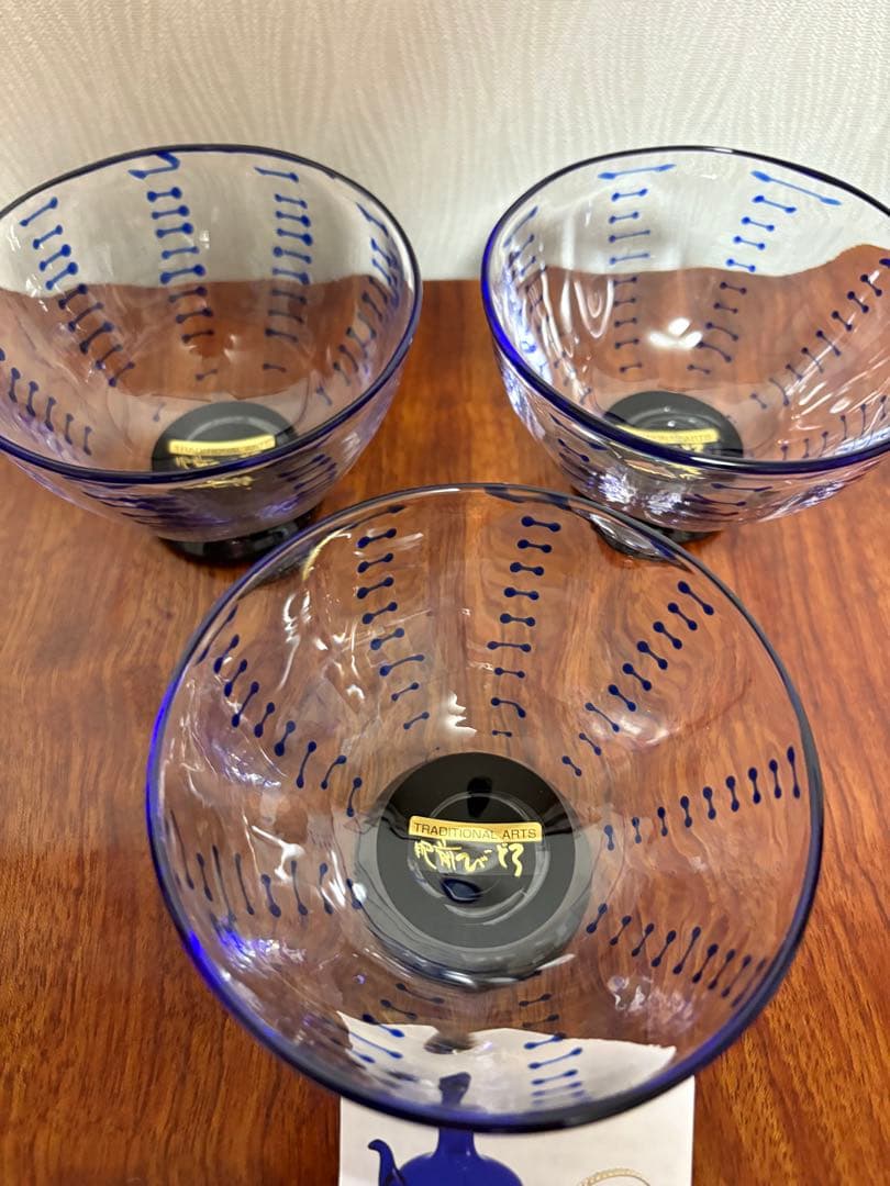 佐賀県重要無形文化財 肥前びーどろ　縄文シリーズ（大鉢3個セット）