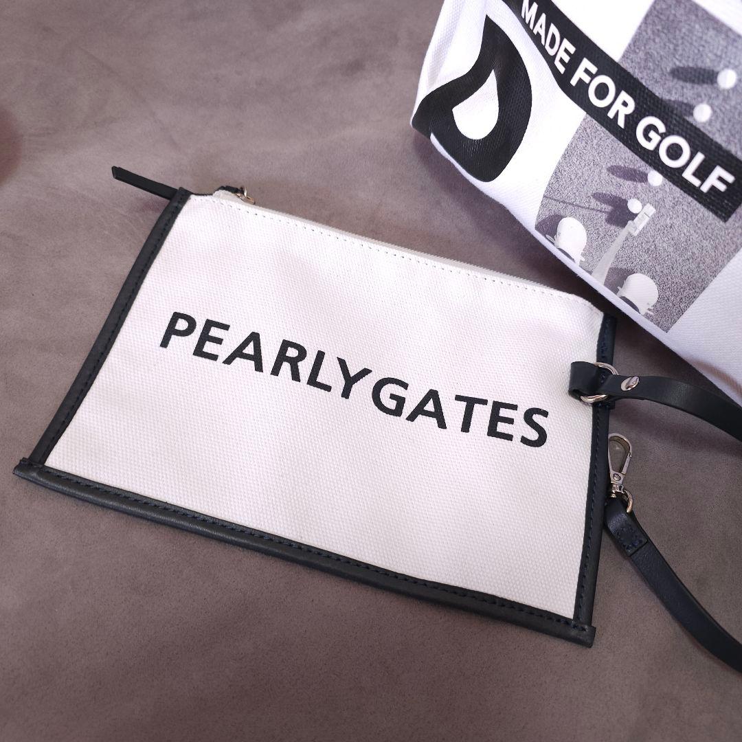 パーリーゲイツ】2022年ロゴネーム×モノクロ ゴルフロッカーバッグ ポーチ付き