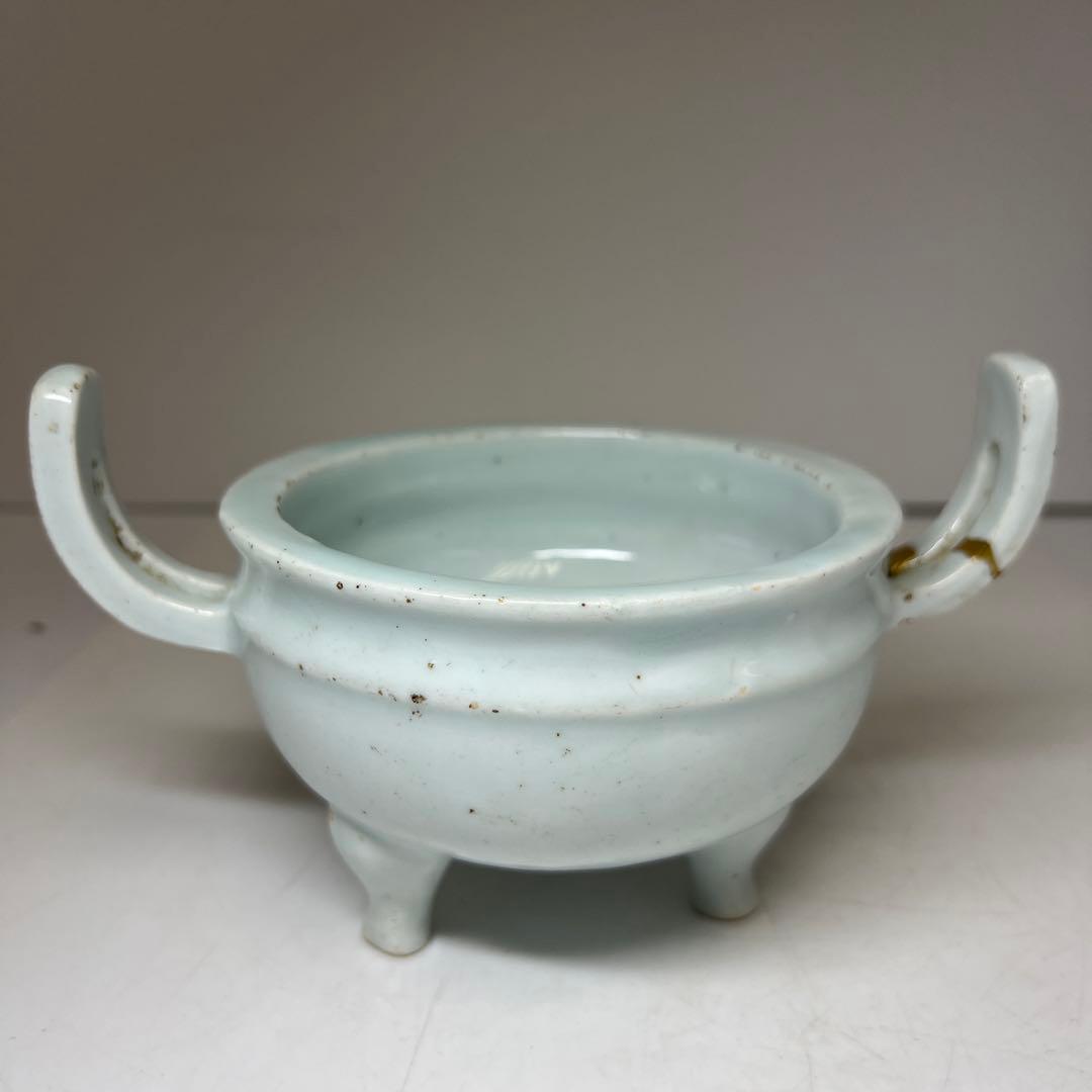 李朝　青白磁香炉　幅約18㎝　東Y8-0203②タサオ