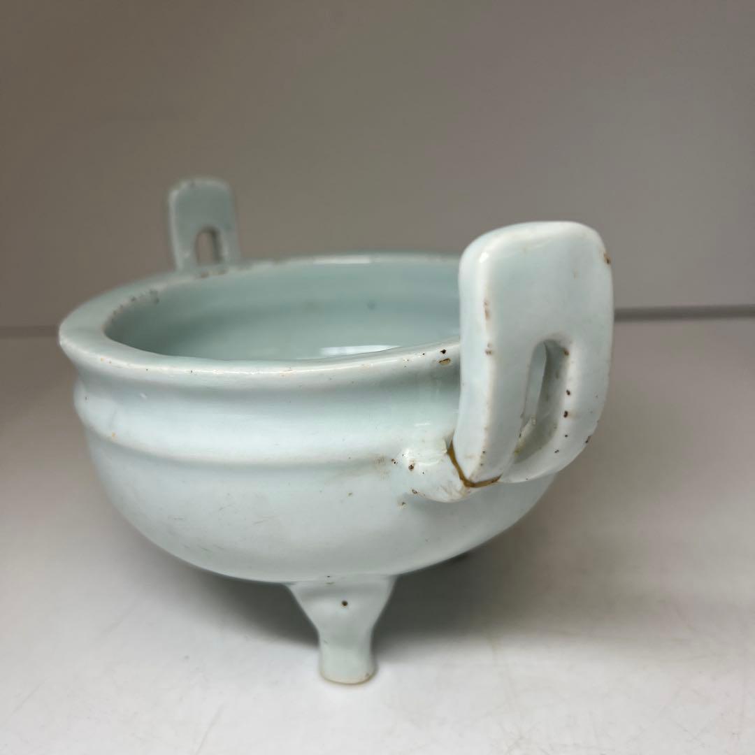李朝　青白磁香炉　幅約18㎝　東Y8-0203②タサオ