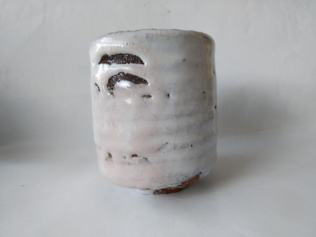 萩焼 茶碗 北浜山 御台場窯 渋谷泥詩 白萩 筒茶碗 共箱 共布 抹茶碗 新品