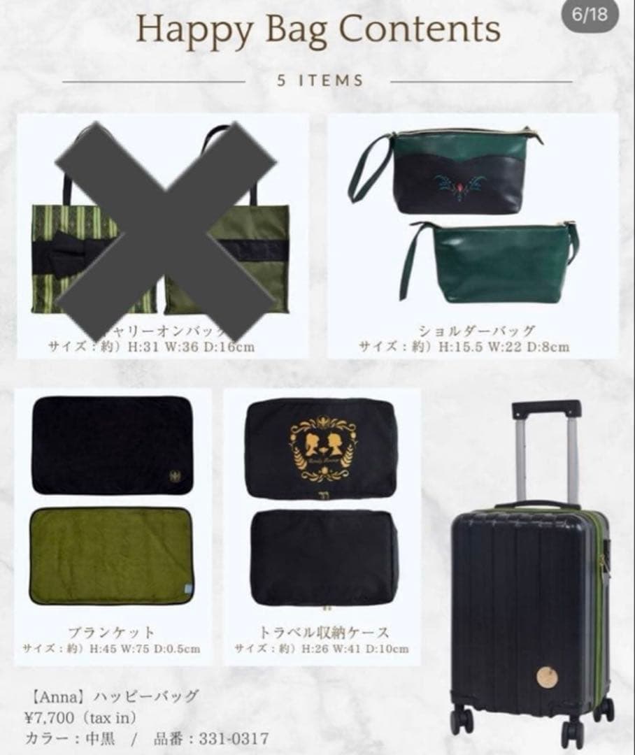【最終値下げ】新品　ちはる　アナ雪　アナ　ハッピーバッグ　キャリーケース　4点