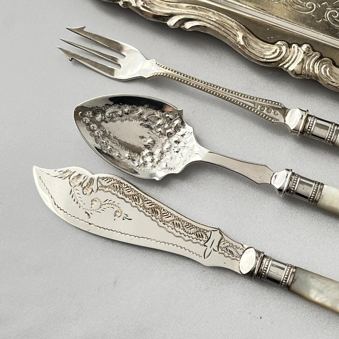 【英国】【白蝶貝】プレザーブスプーン / バターナイフ / ピクルスフォーク