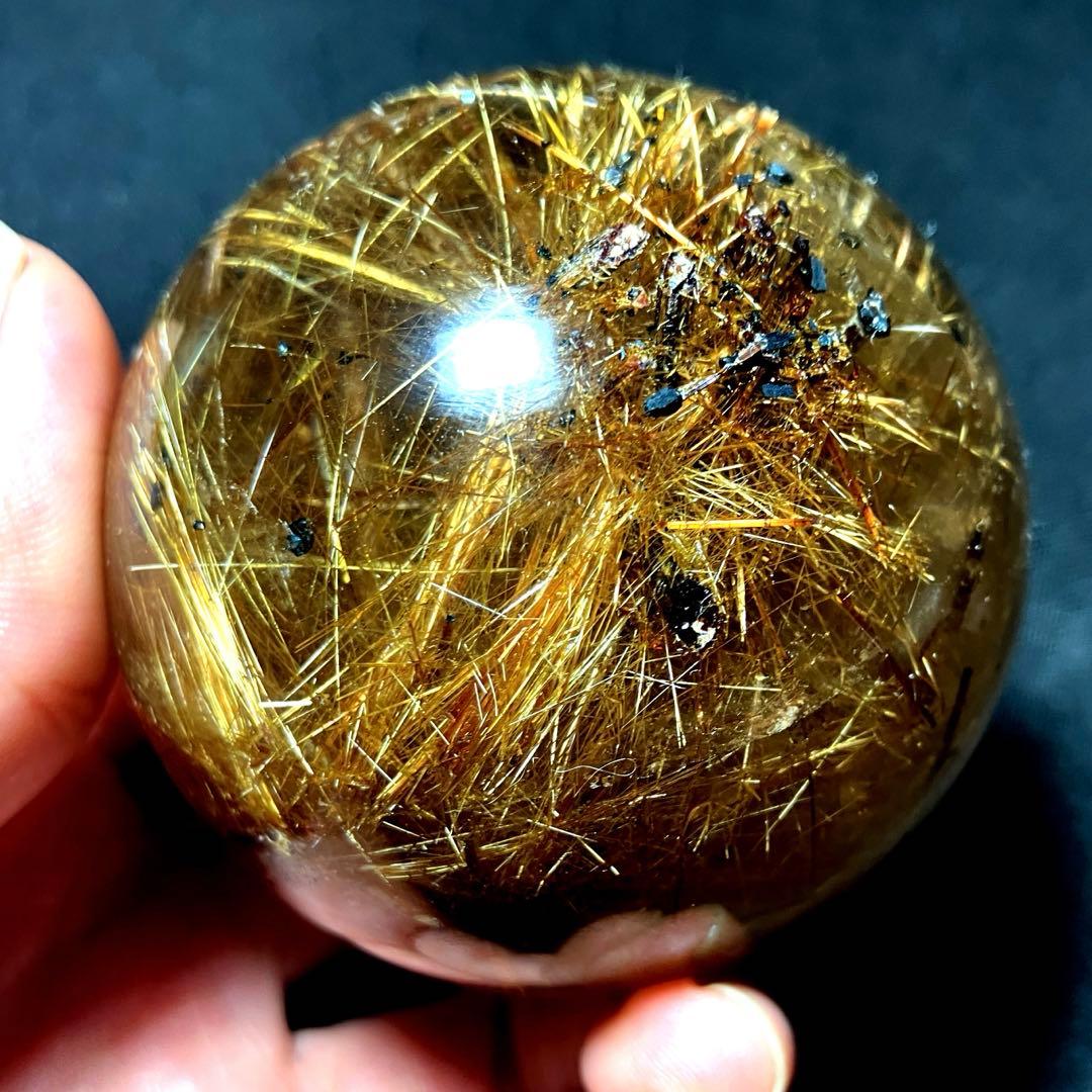 超絶綺麗✨62mm ゴールドルチルクォーツ　丸玉　スフィア　金針水晶