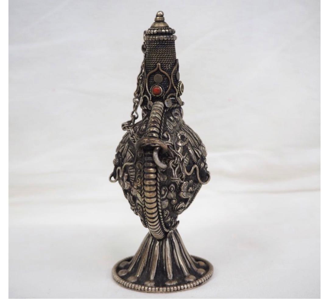 gang送料無料　時代唐物　細密龍文彫刻銀細工鼻煙壷　中国古玩