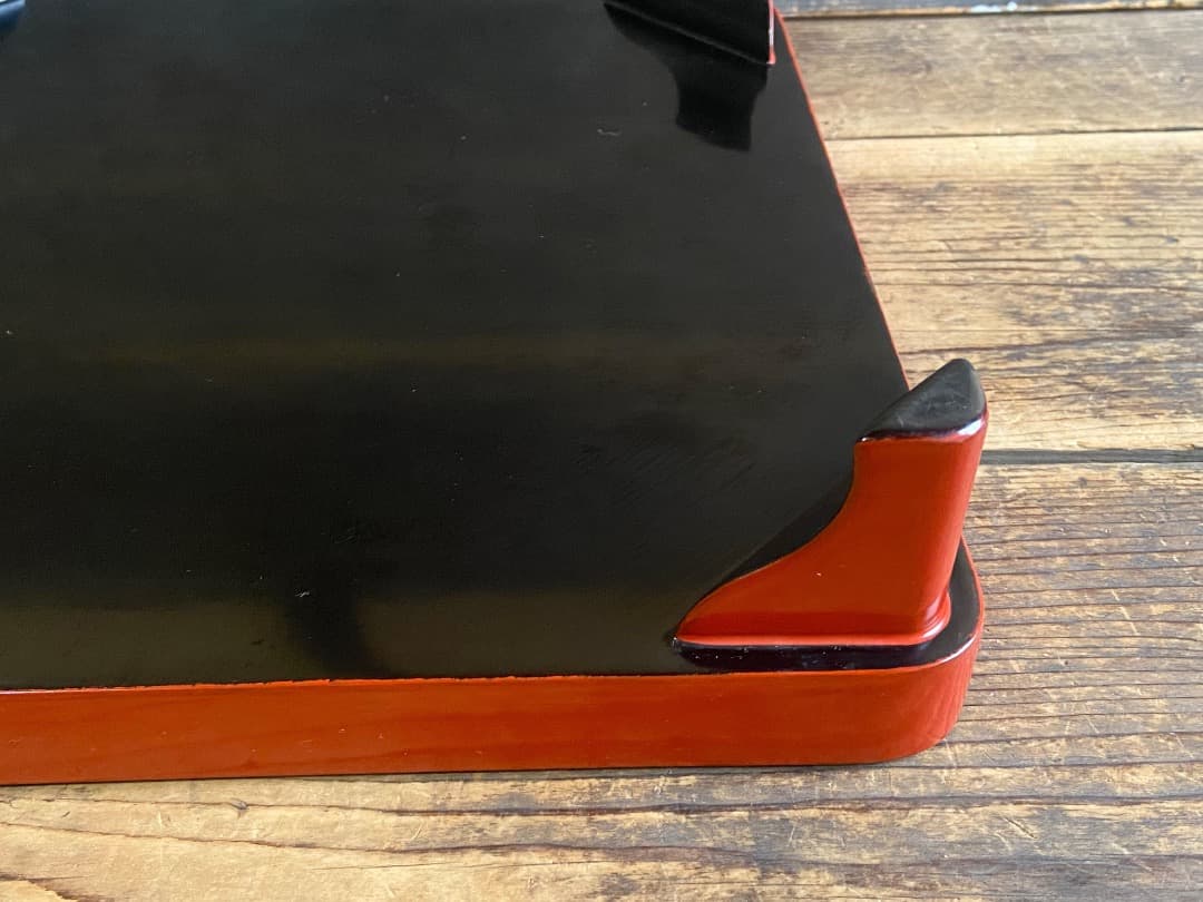 能登蔵出し 輪島塗 朱漆塗 脚付四方膳 二客セット｜能登の手仕事｜漆器膳 正月