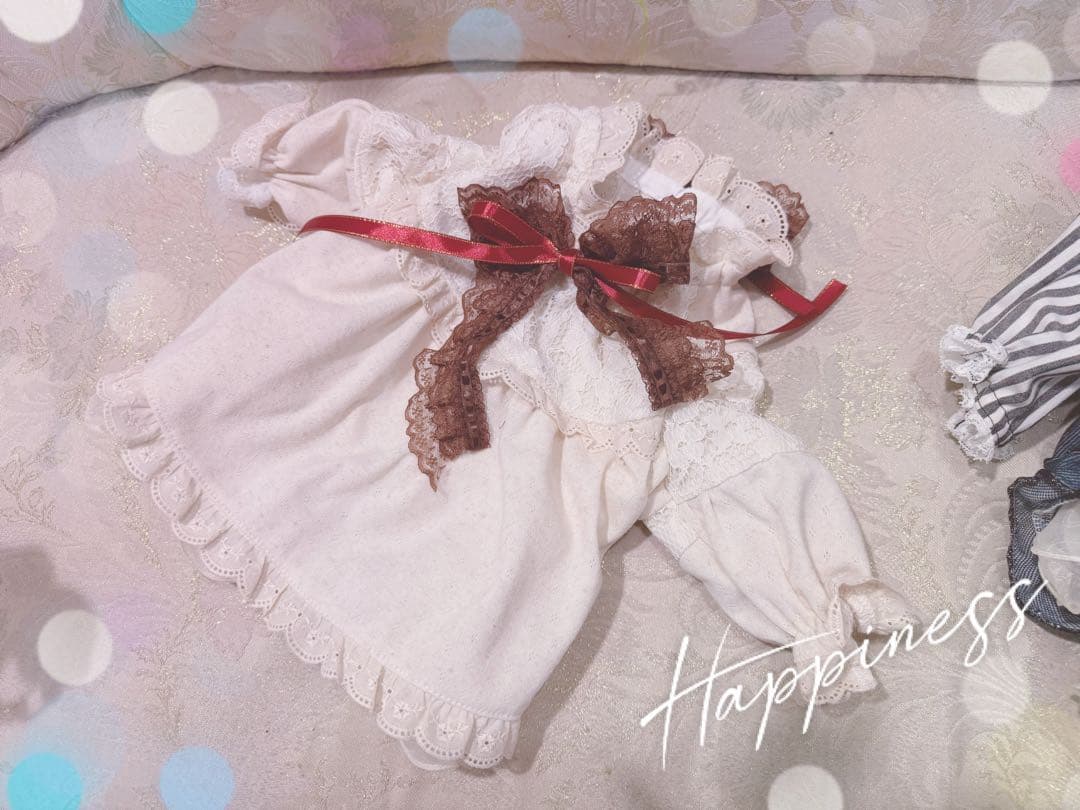 B446.pon2pan2☆犬☆オーダー☆生成りニットスモックワンピ