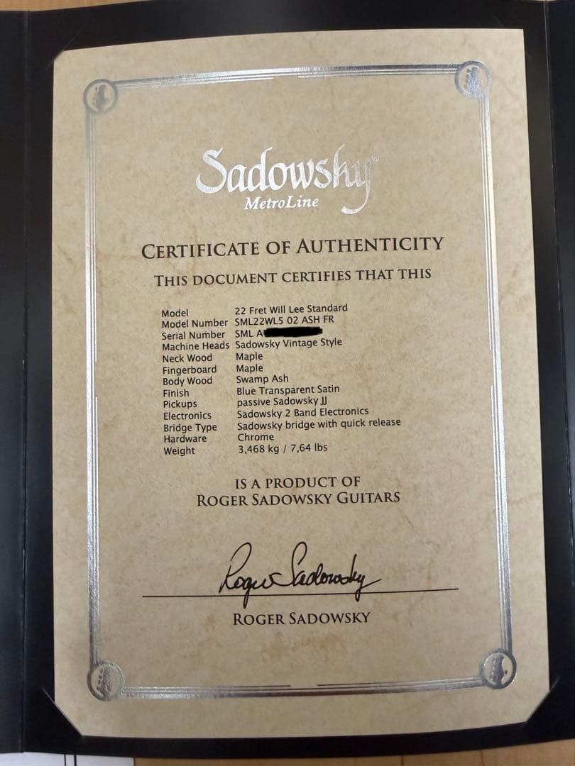 【限定値下】Sadowsky ML22 WL5 ASH BLT STN