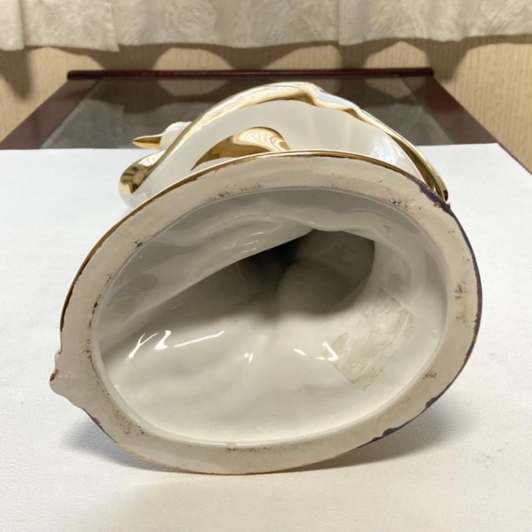 AHURA⁇ 鳥 置物 オブジェ ゴールド 金彩 白磁 陶磁器 レトロ