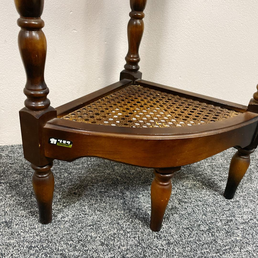 カリモク コロニアル コーナーラック アンティーク ビンテージ ラック ろくろ脚