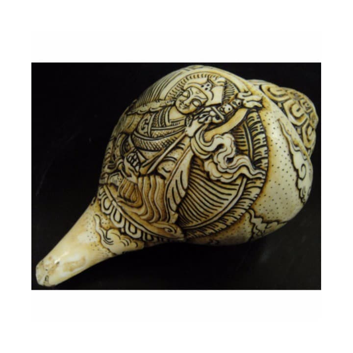 ◆チベット密教法具　法螺貝（シャンカ）パドマサンババ(グル・リンポチェ)