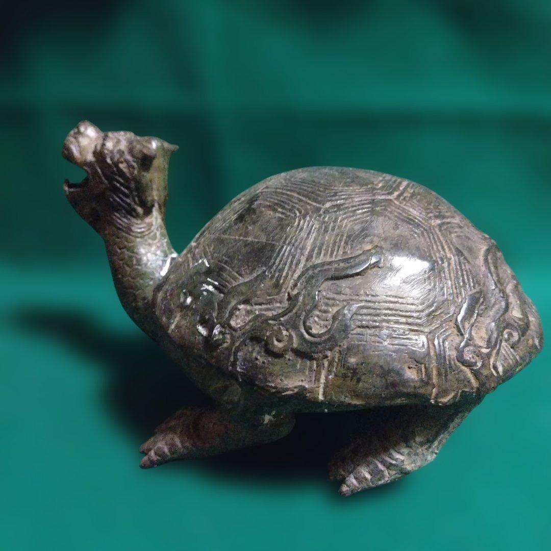 ブロンズ亀の彫刻　霊獣　銅製