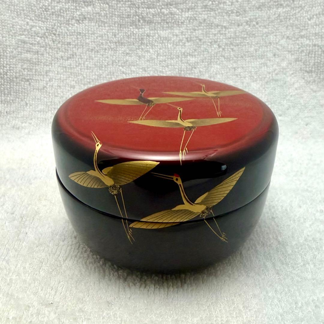 茶道具 平棗 日の出 鶴蒔巻 宗景作【匿名配送】