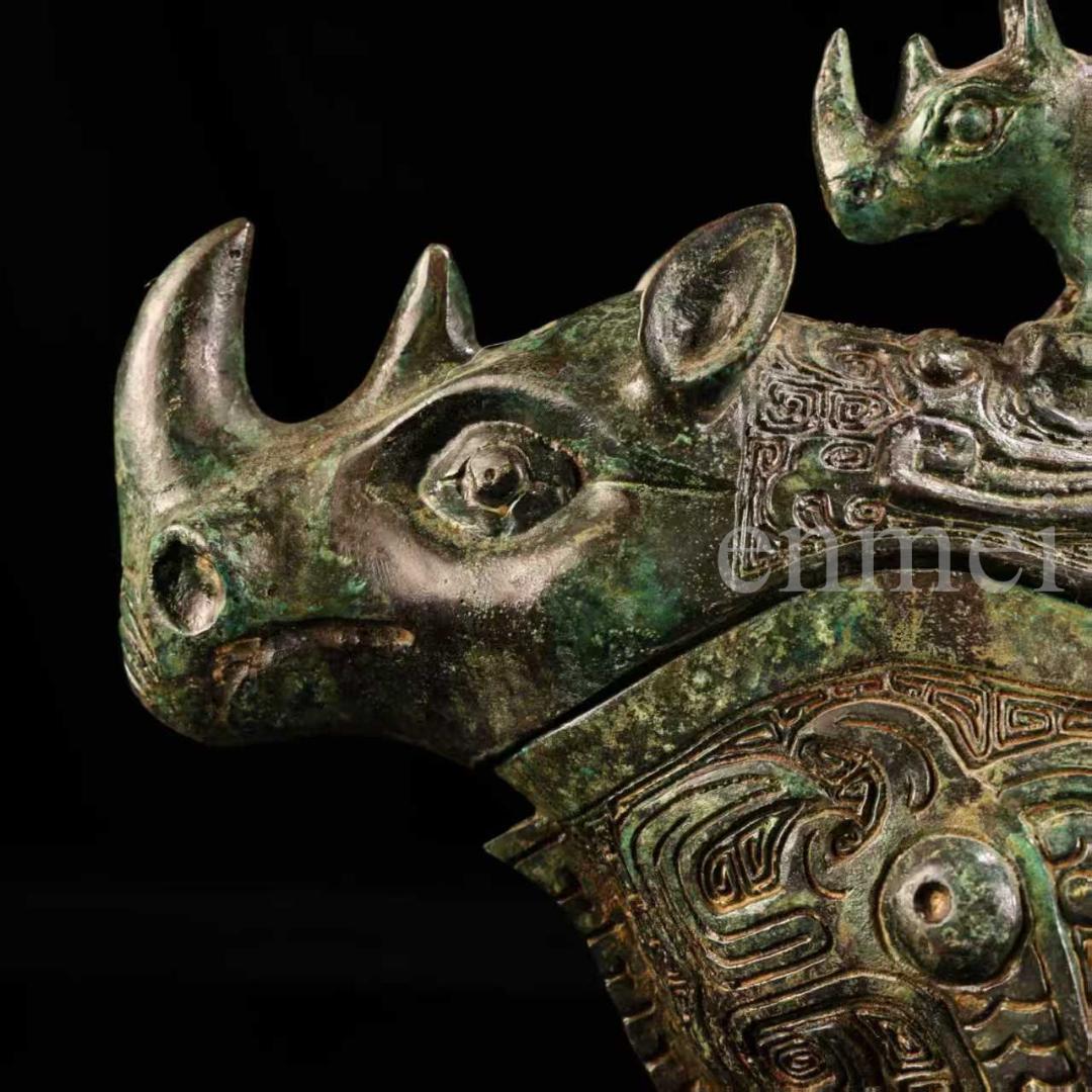 中国古美術・下鄕収集・青銅製牛觥・サイ・鏨刻高浮彫・純銅製・置物・風水開運・酒具