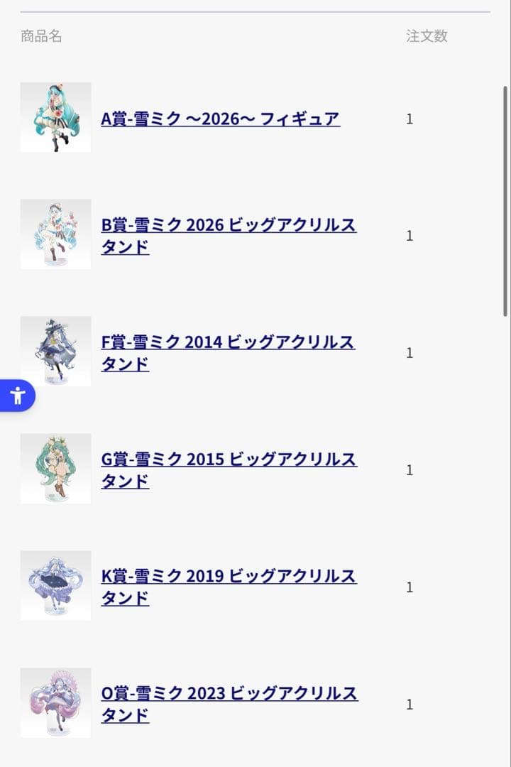 雪ミク 2026 A賞 ラストワン賞 その他アクリルスタンド など セット