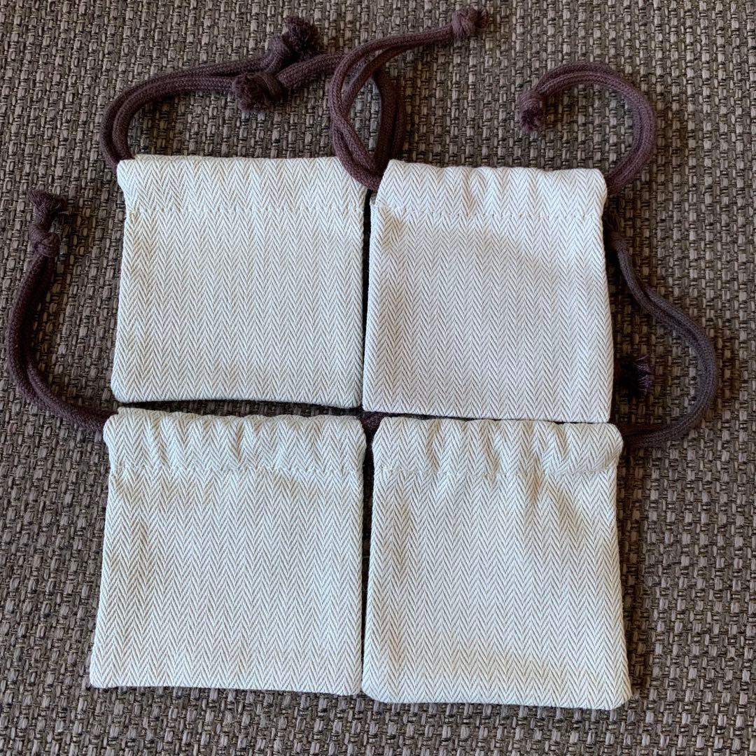 美品エルメス 巾着 保存袋 ポーチ 小物入れ（9x9.5cm）4枚セット