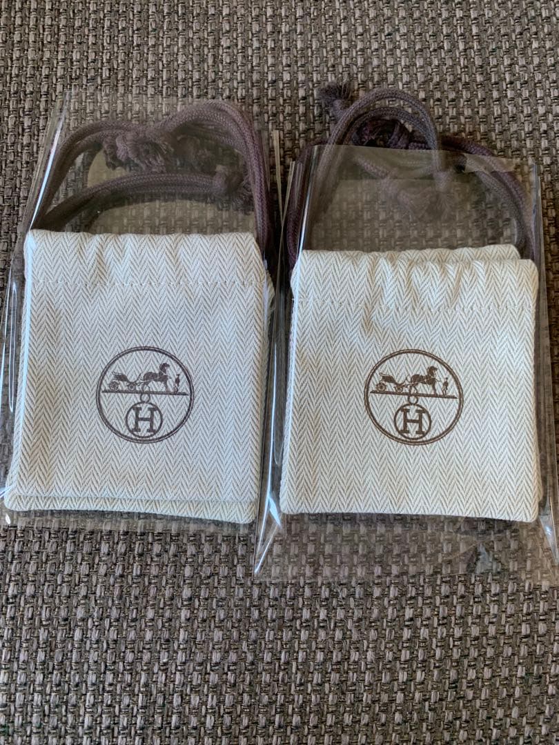 美品エルメス 巾着 保存袋 ポーチ 小物入れ（9x9.5cm）4枚セット