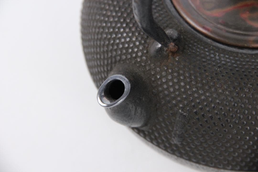 南部 保寿堂 銅蓋 銀口銀粒提手 1000ml 硬鉄 砂鉄 鉄瓶 FJ21-12