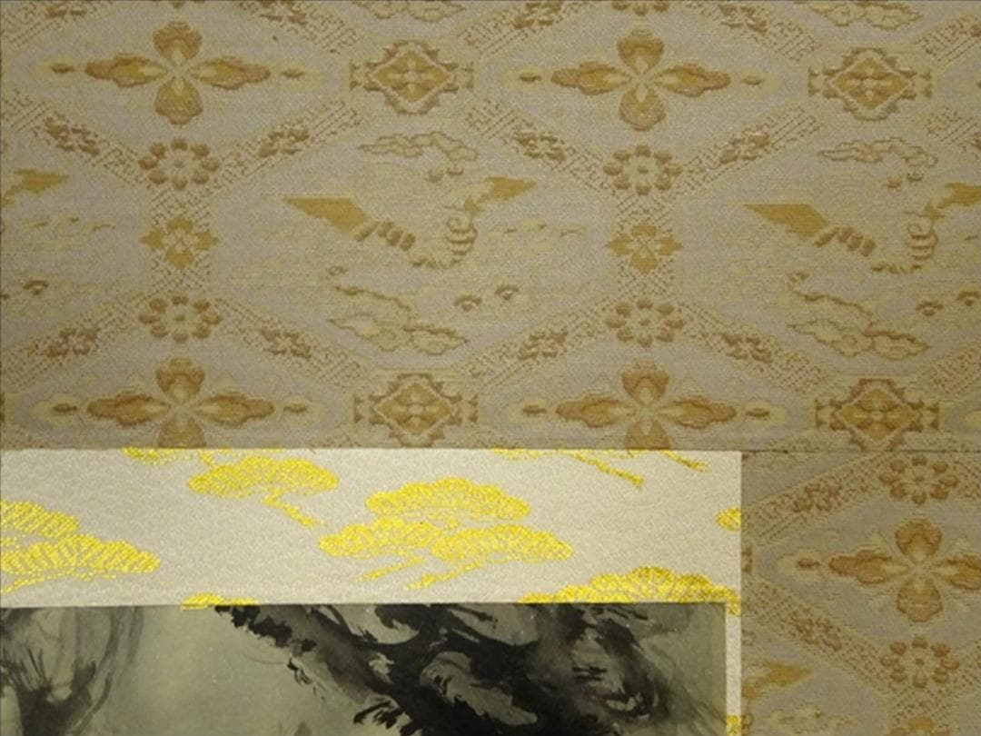 掛軸2本セット 翠光、昿光『高砂 老松鶴図』絹本 共箱 無地箱付 a060119