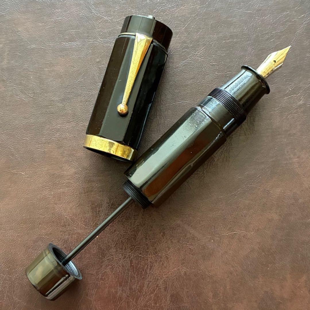 兜木銀次郎　万年筆　極太軸　インキ止め式　整備済み　角軸